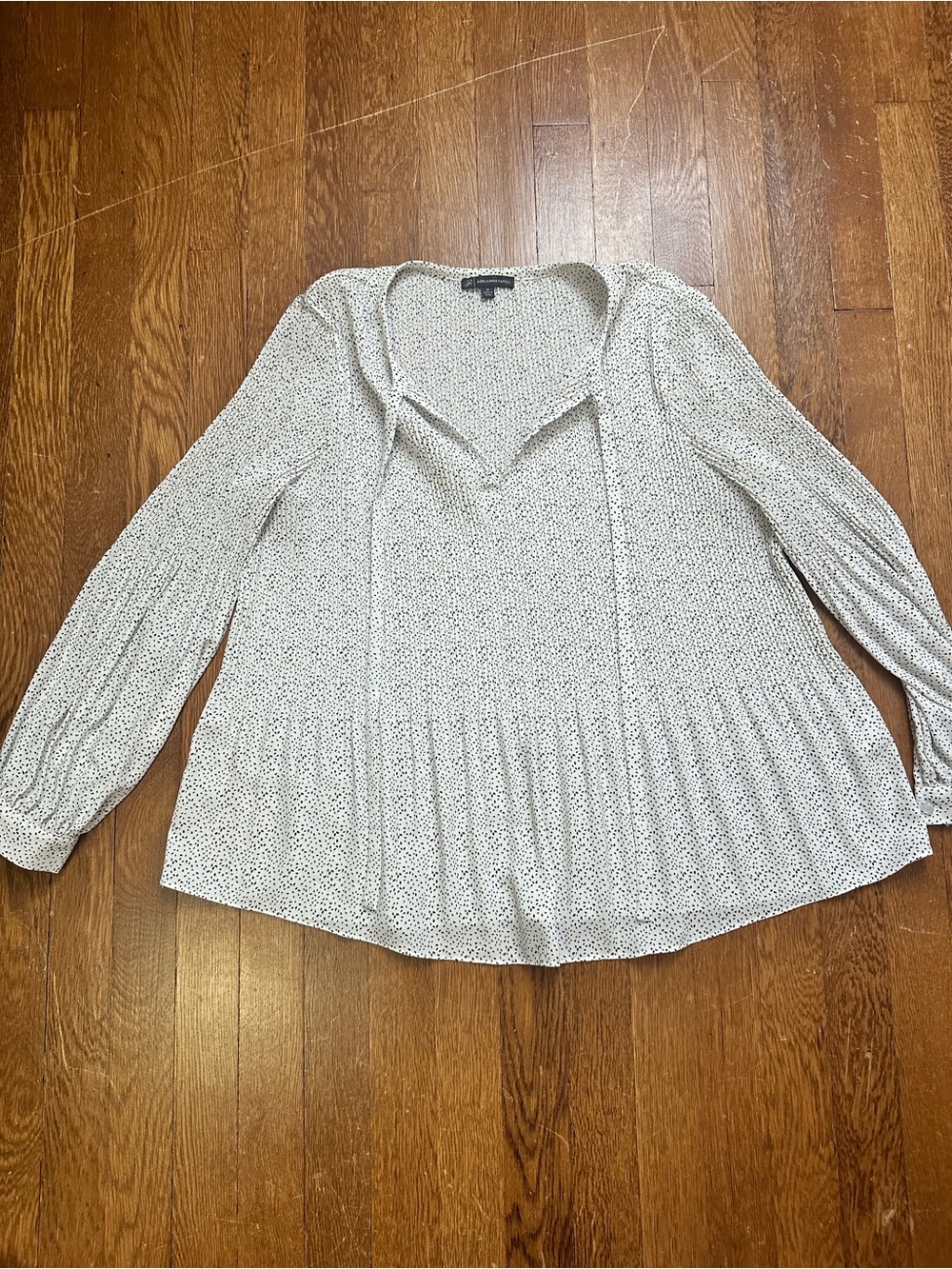 Grayish White Dotted Peasant Blouse